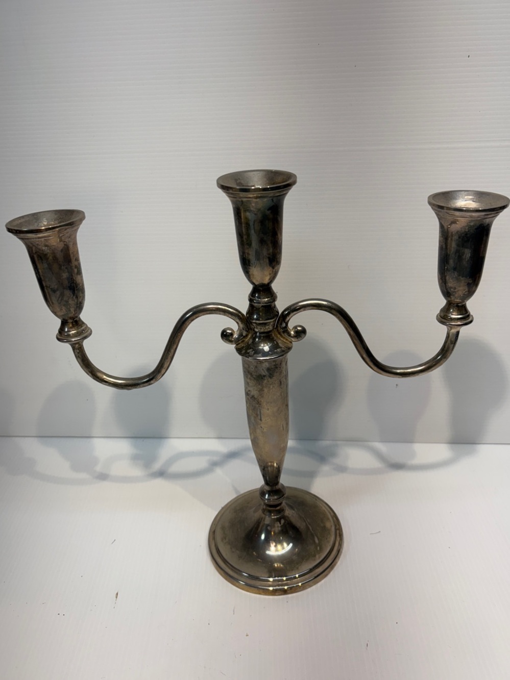 Silver Toned 3-Arm Metal Candelabra - Elegant Home Accent